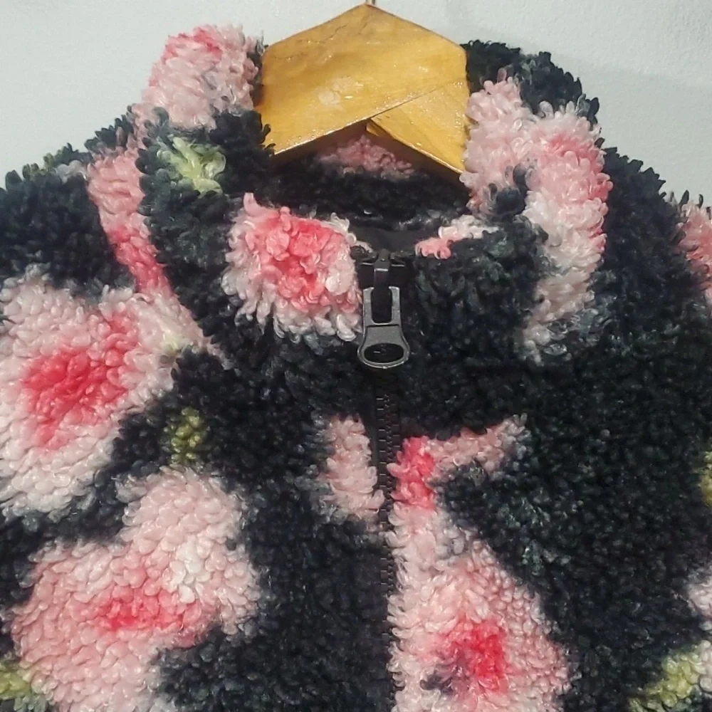 Sandy Liang X Target Jacket Women's XS Black Colorpop NYC Fleece Floral Sherpa‎